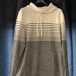 Cozy Cowl Neck Striped Navy & Cream Sweater